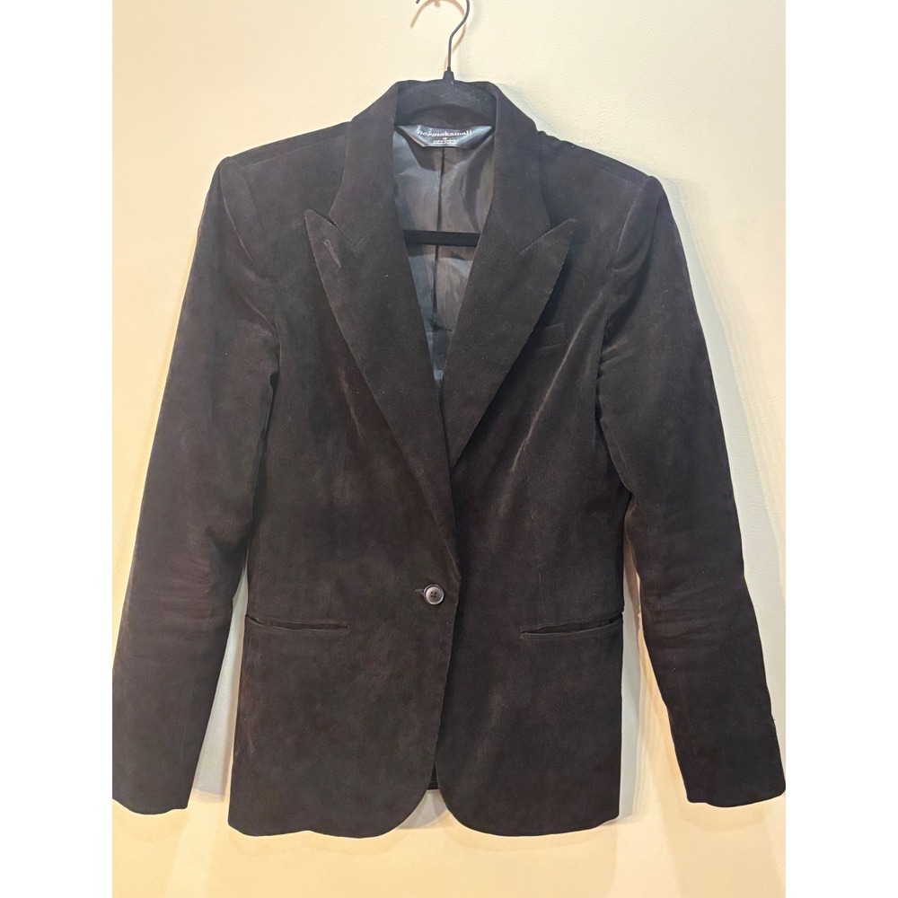 Norma‎ Kamali Corduroy Blazer Jacket Career Office Wear Black Size 10